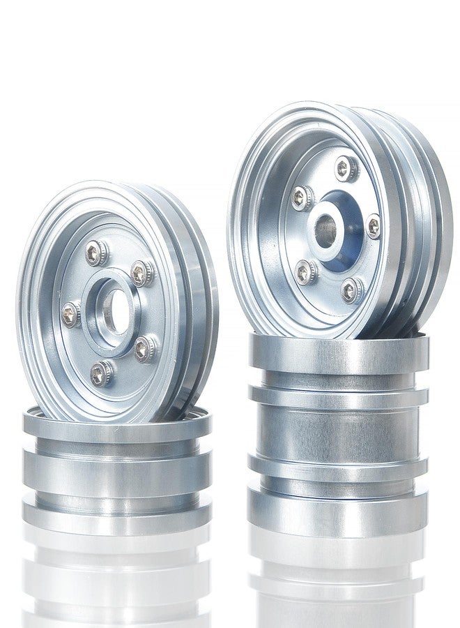 TOOMOD Aluminum Wheel Rim Set Wheel Hub for Tamiya Grasshopper,Hornet, Mighty Frog, Buggy Champ, Fast Attack, Fighting Buggy Upgrades Parts （Silvery） - Image 1